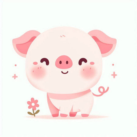 Cute cartoon pig. Vector illustration. Cute pig character.のイラスト素材