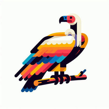 vector illustration of a vulture in a flat style on white backgroundのイラスト素材