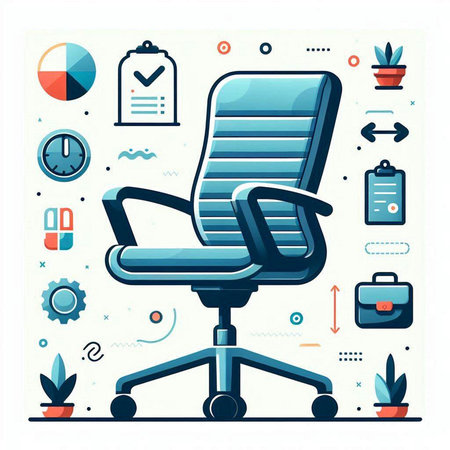 Modern office chair on white background. Vector illustration in flat style.のイラスト素材