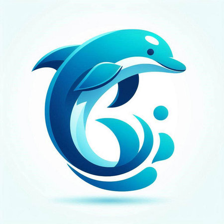Dolphin symbol, 3d vector logo isolated on white background.のイラスト素材