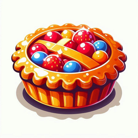 Illustration of a colorful Easter cake with eggs on a white backgroundのイラスト素材