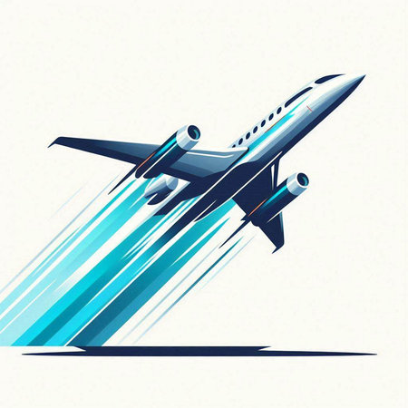 Airplane flying in the blue sky. Vector illustration for your designのイラスト素材