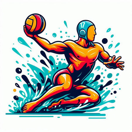 Water polo player. Water polo player. Vector illustration.のイラスト素材