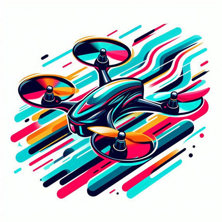 Drone on abstract colorful background. Vector illustration for your design.のイラスト素材