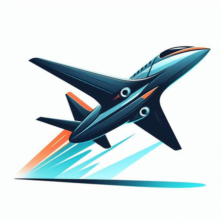 Airplane on the background of the blue sky. Vector illustration.のイラスト素材