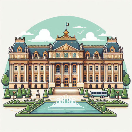 Palace of the Parliament of Hungary. Hand drawn vector illustration.のイラスト素材