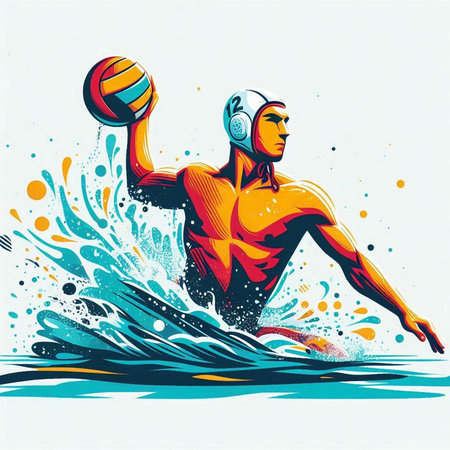 Water polo player. Vector illustration of water polo player.のイラスト素材