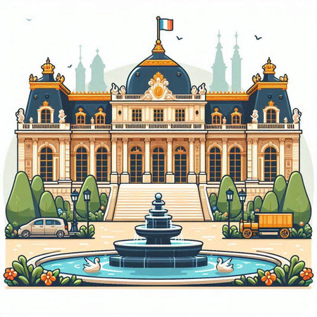 Budapest, Hungary - famous royal palace. Vector illustration.のイラスト素材