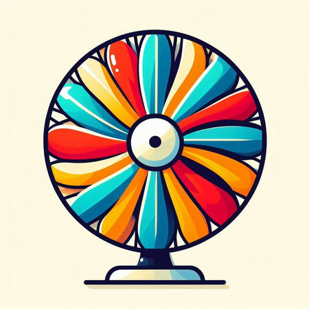 Colorful electric fan on a light background. Vector illustration in cartoon style.のイラスト素材