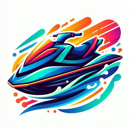 Jet Ski icon with colorful background, vector illustration eps 10.のイラスト素材