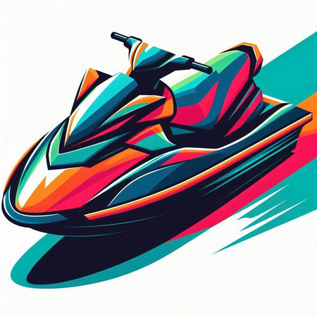 Water scooter. Colorful illustration of a water scooter.のイラスト素材