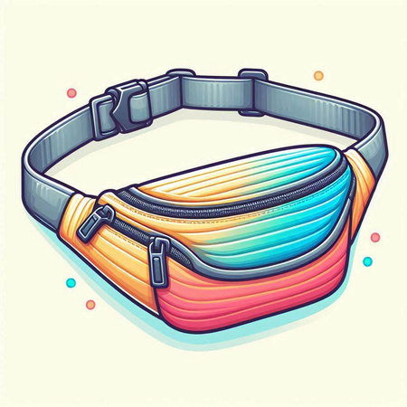 Illustration of an orange and blue handbag on a white backgroundのイラスト素材