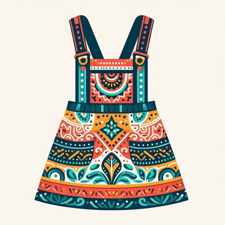 Dress with ethnic ornament. Hand drawn vector illustration for your designのイラスト素材