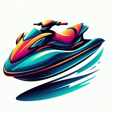 illustration of a jet ski on a white background with space for textのイラスト素材
