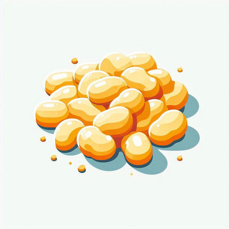 Illustration of a pile of yellow lentils on a white backgroundのイラスト素材