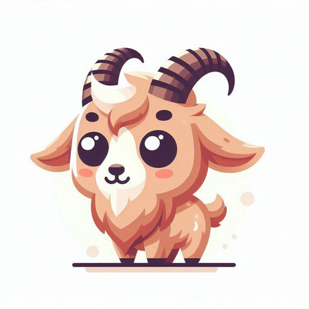 Cute cartoon goat. Vector illustration isolated on a white background.のイラスト素材