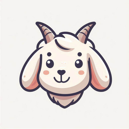 Cute cartoon goat. Vector illustration isolated on a white background.のイラスト素材