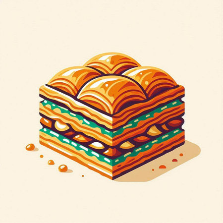 Vector illustration of sandwich with ham, cheese, lettuce and tomato.のイラスト素材