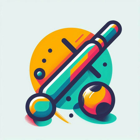 Colorful baseball bat and ball in abstract style. Vector illustration.のイラスト素材