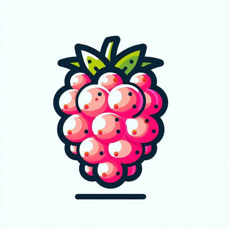 Raspberry fruit icon on white background. Vector illustration of berry.のイラスト素材
