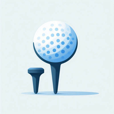 Golf ball and tee on the blue background. Vector illustration.のイラスト素材