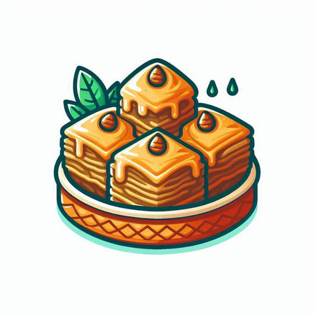 Baklava icon. Vector illustration of baklava on white backgroundのイラスト素材