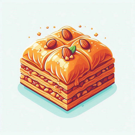 Baklava, traditional turkish dessert. Vector illustration.のイラスト素材