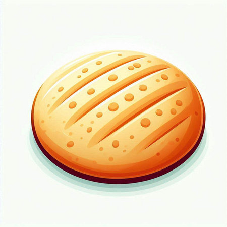 Illustration of a round bread, isolated on a white background.のイラスト素材