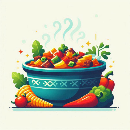 Mexican food vector illustration. Traditional mexican food in bowl.のイラスト素材