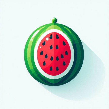 Fruit icon, watermelon, vector illustration, flat design.のイラスト素材