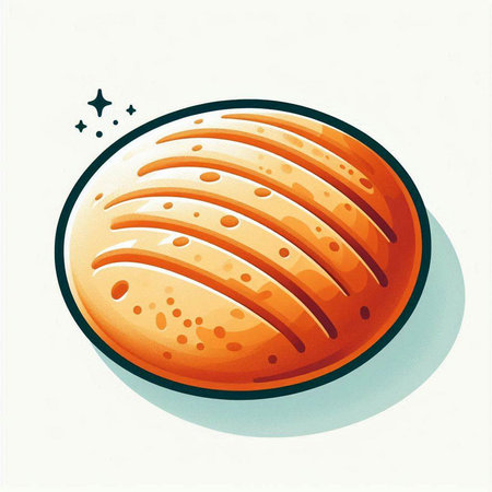 Illustration of a round loaf of bread on a white background.のイラスト素材