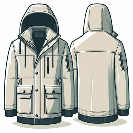 Men's winter jackets isolated on a white background. Vector illustration.のイラスト素材