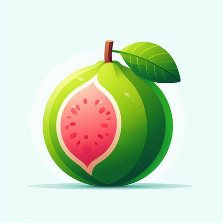 Illustration of a fresh guava isolated on a white background.のイラスト素材
