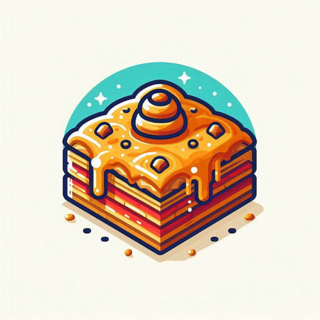 Honey cake icon in isometric 3d style. Vector illustration.のイラスト素材