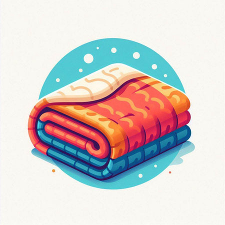 Illustration of a stack of towels in a flat style. Vector illustration.のイラスト素材