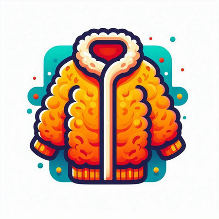 Vector illustration of a warm knitted winter jacket on a white backgroundのイラスト素材