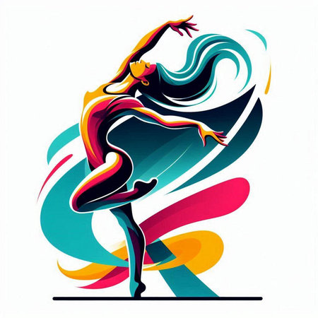 Ballet dancer. Vector illustration of a girl dancing on colorful background.のイラスト素材