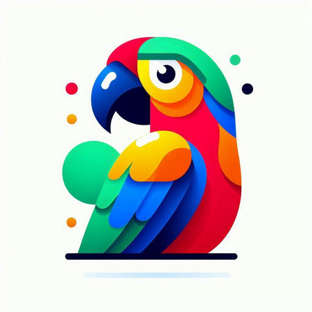Colorful parrot isolated on a white background. Vector illustration.のイラスト素材