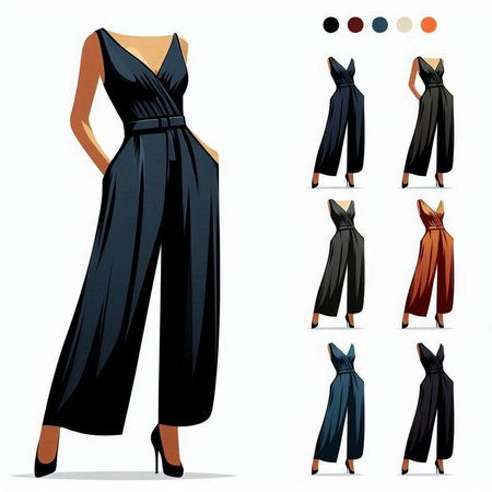 Set of black evening dress. Vector illustration. Clipping path included.のイラスト素材