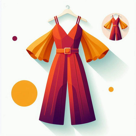 Vector illustration of a red dress on a hanger on a white backgroundのイラスト素材