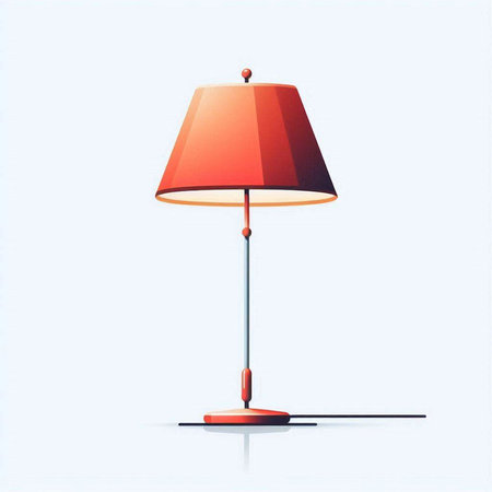 Illustration of a red floor lamp isolated on a white background.のイラスト素材