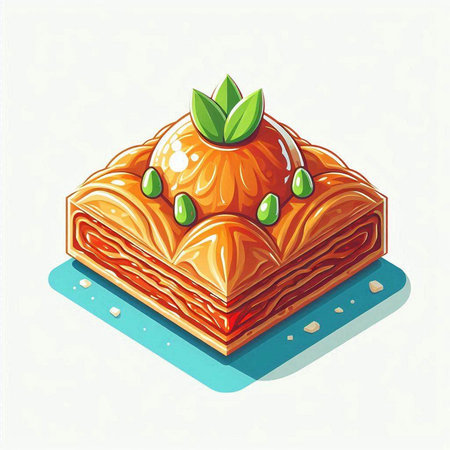 Baklava, traditional turkish dessert. Vector illustration.のイラスト素材