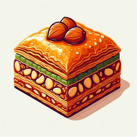 Baklava with nuts. Vector illustration of a baklava.のイラスト素材