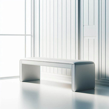 White bench in the interior of the room. 3D rendering.のイラスト素材