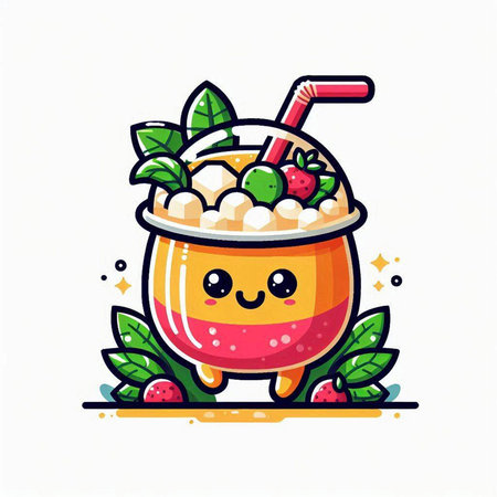 Cute smoothie vector illustration. Cute smoothie cartoon character.のイラスト素材
