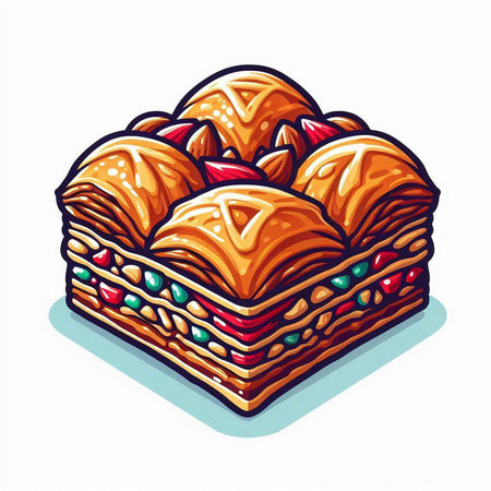 Baklava, traditional turkish dessert. Vector illustration.のイラスト素材