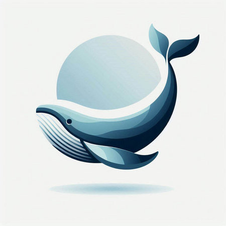 Blue whale in the sea. Vector illustration of a cartoon whale.のイラスト素材