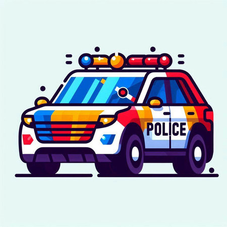 Police car. Vector illustration of a police car. Flat style.のイラスト素材