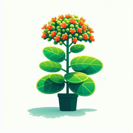Illustration of a plant in a pot on a white background.のイラスト素材