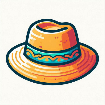 Vector illustration of a colorful summer hat isolated on a white background.のイラスト素材